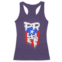 Puerto Rico Flag Hispanic Heritage Month Boricua Taino Coqui Frog Racerback Tank Top - Wonder Print Shop