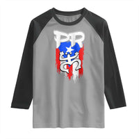Puerto Rico Flag Hispanic Heritage Month Boricua Taino Coqui Frog Raglan Shirt - Wonder Print Shop