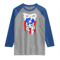 Puerto Rico Flag Hispanic Heritage Month Boricua Taino Coqui Frog Raglan Shirt - Wonder Print Shop