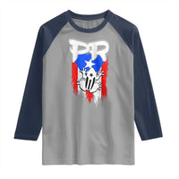 Puerto Rico Flag Hispanic Heritage Month Boricua Coqui Frog Raglan Shirt - Wonder Print Shop