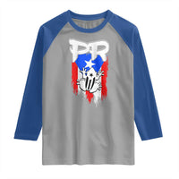 Puerto Rico Flag Hispanic Heritage Month Boricua Coqui Frog Raglan Shirt - Wonder Print Shop