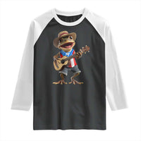 Puerto Rico Coqui Frog Puerto Rican Flag Taino Boricua Guitar Raglan Shirt - Wonder Print Shop