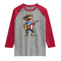 Puerto Rico Coqui Frog Puerto Rican Flag Taino Boricua Guitar Raglan Shirt - Wonder Print Shop