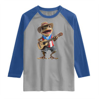 Puerto Rico Coqui Frog Puerto Rican Flag Taino Boricua Guitar Raglan Shirt - Wonder Print Shop