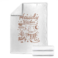 Halloween Cowgirl Throw Blanket Howdy Witches Retro Cowboy Boots Witch Hat Broom - Wonder Print Shop