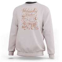 Halloween Cowgirl Sweatshirt Howdy Witches Retro Cowboy Boots Witch Hat Broom - Wonder Print Shop