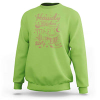 Halloween Cowgirl Sweatshirt Howdy Witches Retro Cowboy Boots Witch Hat Broom - Wonder Print Shop
