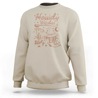 Halloween Cowgirl Sweatshirt Howdy Witches Retro Cowboy Boots Witch Hat Broom - Wonder Print Shop