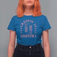 Halloween Cowgirl T Shirt For Women Creepin It Country Cowboy Boots Witch Socks Pentagram - Wonder Print Shop
