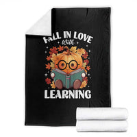 Funny Teacher Throw Blanket Fall In Love With Learning Autumn Pumpkin Reading Thanksgiving Pumpkin - Wonder Print Shop