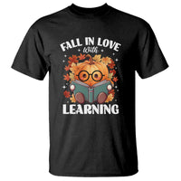 Funny Teacher T Shirt Fall In Love With Learning Autumn Pumpkin Reading Thanksgiving Pumpkin - Wonder Print Shop