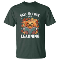 Funny Teacher T Shirt Fall In Love With Learning Autumn Pumpkin Reading Thanksgiving Pumpkin - Wonder Print Shop