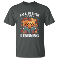 Funny Teacher T Shirt Fall In Love With Learning Autumn Pumpkin Reading Thanksgiving Pumpkin - Wonder Print Shop