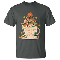 Funny Teacher T Shirt Fall In Love With Learning Autumn Pumpkin Reading Thanksgiving - Wonder Print Shop