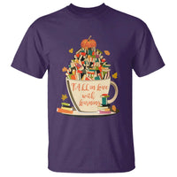 Funny Teacher T Shirt Fall In Love With Learning Autumn Pumpkin Reading Thanksgiving - Wonder Print Shop