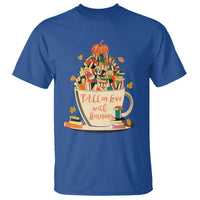 Funny Teacher T Shirt Fall In Love With Learning Autumn Pumpkin Reading Thanksgiving - Wonder Print Shop