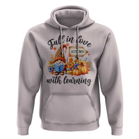 Funny Teacher Hoodie Fall In Love With Learning Autumn Pumpkin Reading Thanksgiving Gnome