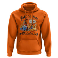 Funny Teacher Hoodie Fall In Love With Learning Autumn Pumpkin Reading Thanksgiving Gnome