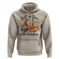 Funny Teacher Hoodie Fall In Love With Learning Autumn Pumpkin Reading Thanksgiving Gnome