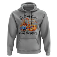 Funny Teacher Hoodie Fall In Love With Learning Autumn Pumpkin Reading Thanksgiving Gnome