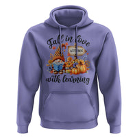 Funny Teacher Hoodie Fall In Love With Learning Autumn Pumpkin Reading Thanksgiving Gnome