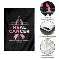 Male Breast Cancer Garden Flag He Can Heal Cancer Christian Pink Ribbon - Wonder Print Shop