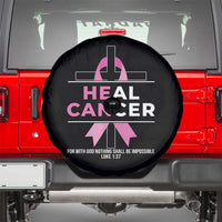 Male Breast Cancer Spare Tire Cover He Can Heal Cancer Christian Pink Ribbon - Wonder Print Shop