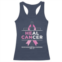 Male Breast Cancer Racerback Tank Top He Can Heal Cancer Christian Pink Ribbon - Wonder Print Shop