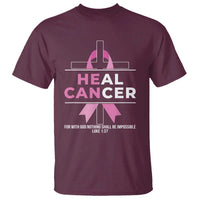Male Breast Cancer T Shirt He Can Heal Cancer Christian Pink Ribbon - Wonder Print Shop