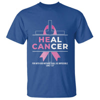 Male Breast Cancer T Shirt He Can Heal Cancer Christian Pink Ribbon - Wonder Print Shop