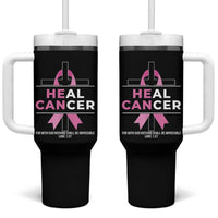 Male Breast Cancer Tumbler With Handle He Can Heal Cancer Christian Pink Ribbon - Wonder Print Shop