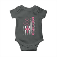 Breast Cancer Awareness Baby Onesie Back The Pink Warrior American Flag - Wonder Print Shop