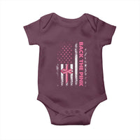 Breast Cancer Awareness Baby Onesie Back The Pink Warrior American Flag - Wonder Print Shop