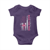 Breast Cancer Awareness Baby Onesie Back The Pink Warrior American Flag - Wonder Print Shop