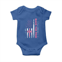 Breast Cancer Awareness Baby Onesie Back The Pink Warrior American Flag - Wonder Print Shop