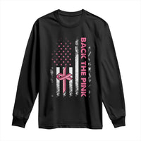 Breast Cancer Awareness Long Sleeve Shirt Back The Pink Warrior American Flag - Wonder Print Shop