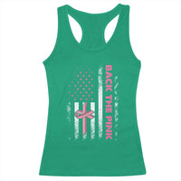 Breast Cancer Awareness Racerback Tank Top Back The Pink Warrior American Flag - Wonder Print Shop