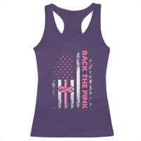 Breast Cancer Awareness Racerback Tank Top Back The Pink Warrior American Flag - Wonder Print Shop