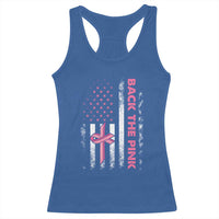 Breast Cancer Awareness Racerback Tank Top Back The Pink Warrior American Flag - Wonder Print Shop