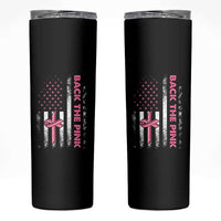 Breast Cancer Awareness Skinny Tumbler Back The Pink Warrior American Flag - Wonder Print Shop