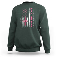Breast Cancer Awareness Sweatshirt Back The Pink Warrior American Flag - Wonder Print Shop