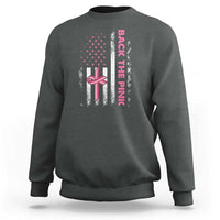 Breast Cancer Awareness Sweatshirt Back The Pink Warrior American Flag - Wonder Print Shop