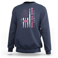 Breast Cancer Awareness Sweatshirt Back The Pink Warrior American Flag - Wonder Print Shop