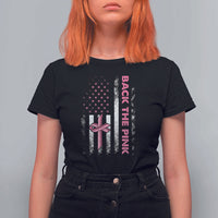 Breast Cancer Awareness T Shirt For Women Back The Pink Warrior American Flag - Wonder Print Shop