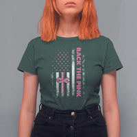 Breast Cancer Awareness T Shirt For Women Back The Pink Warrior American Flag - Wonder Print Shop