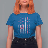 Breast Cancer Awareness T Shirt For Women Back The Pink Warrior American Flag - Wonder Print Shop