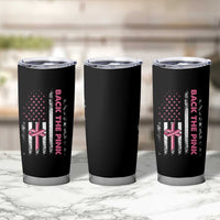 Breast Cancer Awareness Tumbler Cup Back The Pink Warrior American Flag - Wonder Print Shop