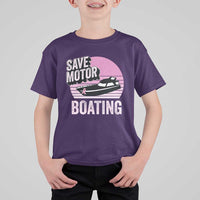 Funny Save Motor Boating T Shirt For Kid Breast Cancer Pink Ribbon - Wonder Print Shop