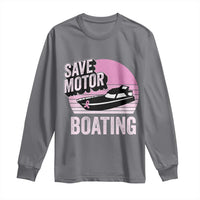 Funny Save Motor Boating Long Sleeve Shirt Breast Cancer Pink Ribbon - Wonder Print Shop