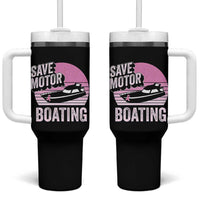 Funny Save Motor Boating Tumbler With Handle Breast Cancer Pink Ribbon - Wonder Print Shop